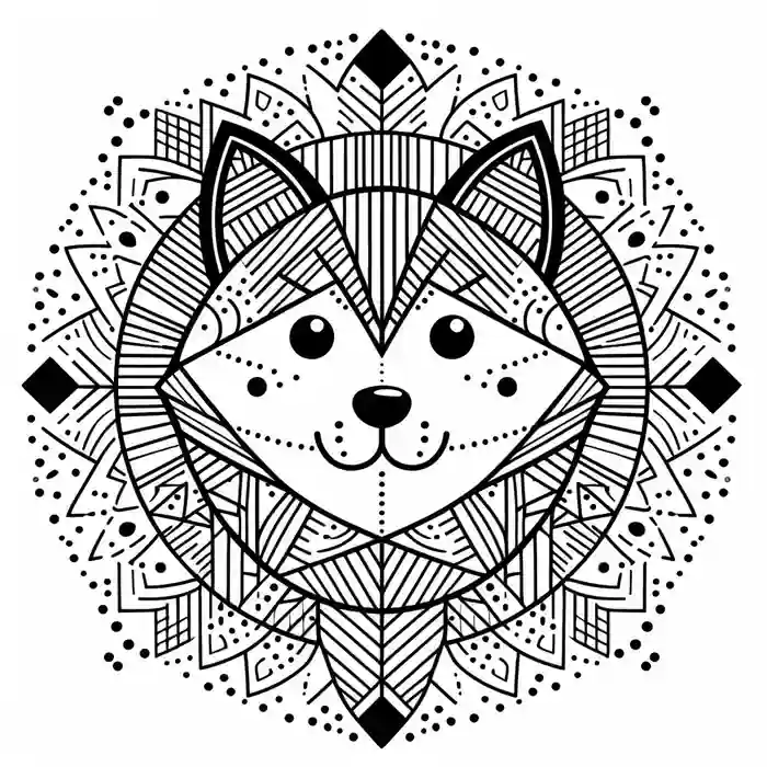 Dibujo de Mandala Fácil de Perro para pintar