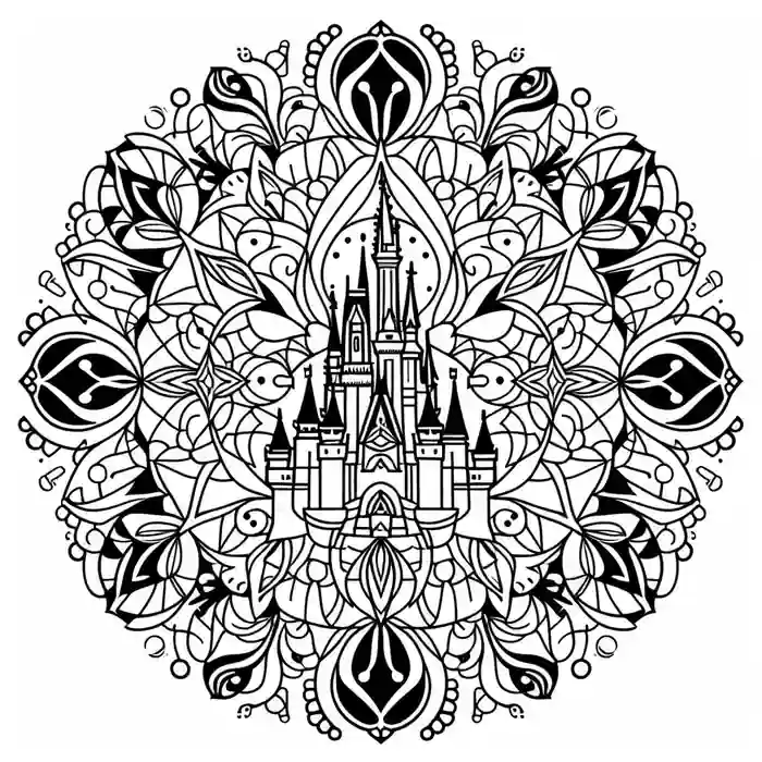 Imagen Mandala Castillo de Disney para pintar