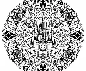 Mandala castillo de Disney para colorear