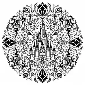 Mandala castillo de Disney para colorear