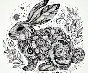 Imagen de Mandala de conejo para pintar