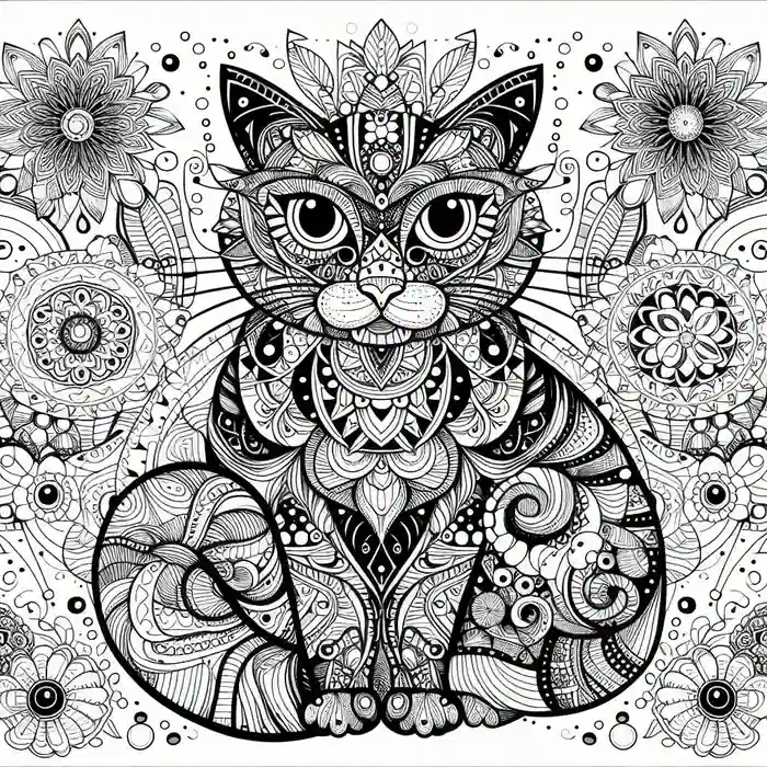 Imagen Mandala Gato Dot Art para pintar