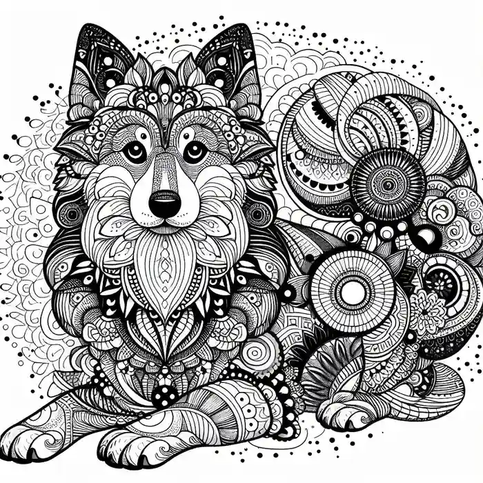 Dibujo de Mandala de perro pastor alemán para colorear 