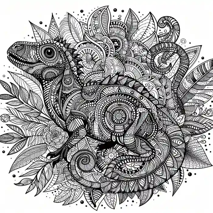 Dibujo de mandala con dinosaurios para colorear