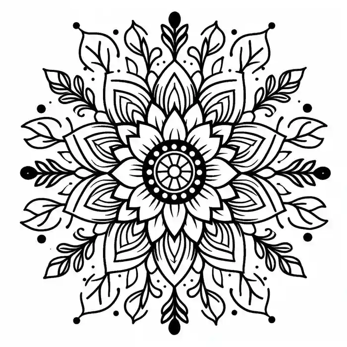 Imagen de Mandala de Flores sencillo para pintar