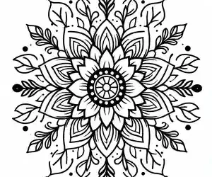 Mandala de Flores sencillo para colorear