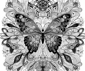 Dibujo de mandala con mariposa difícil para colorear