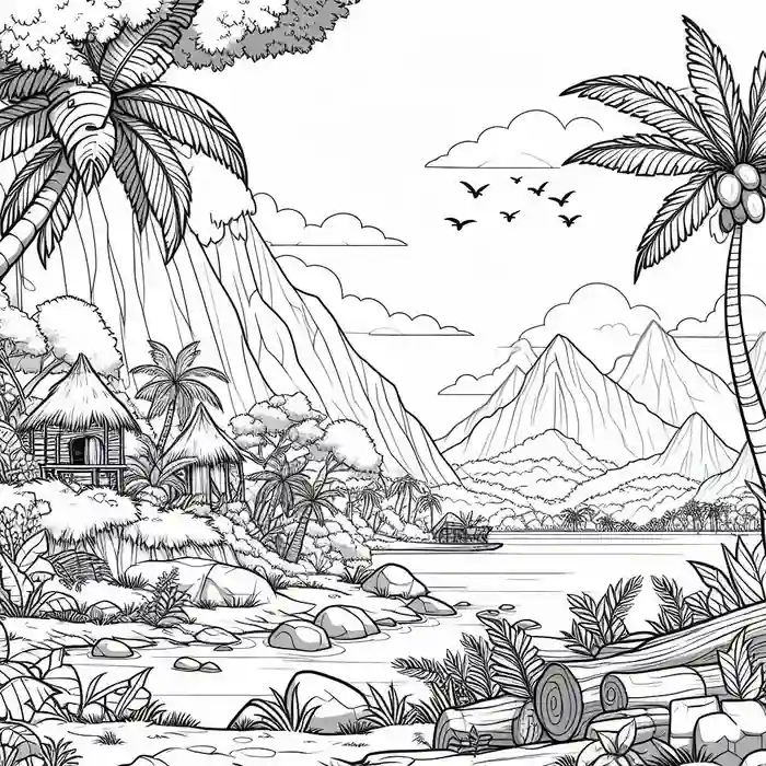 Dibujo de Montañas y selva para colorear dibujo-de-monta-as-y-selva-para-colorear