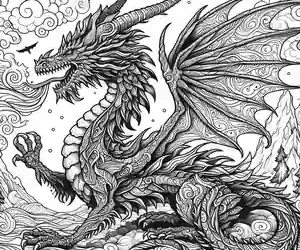 Imagen dragón fantasía para pintar
