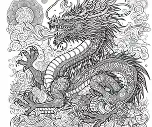 Dibujo de Dragón oriental para colorear