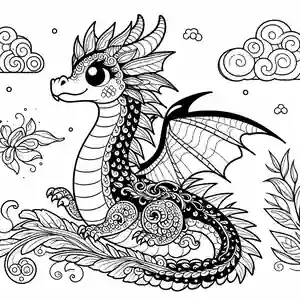 Dibujo de Dragona linda para pintar