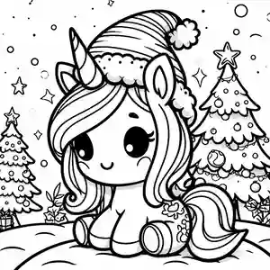 Imagen Unicornio en navidad para pintar