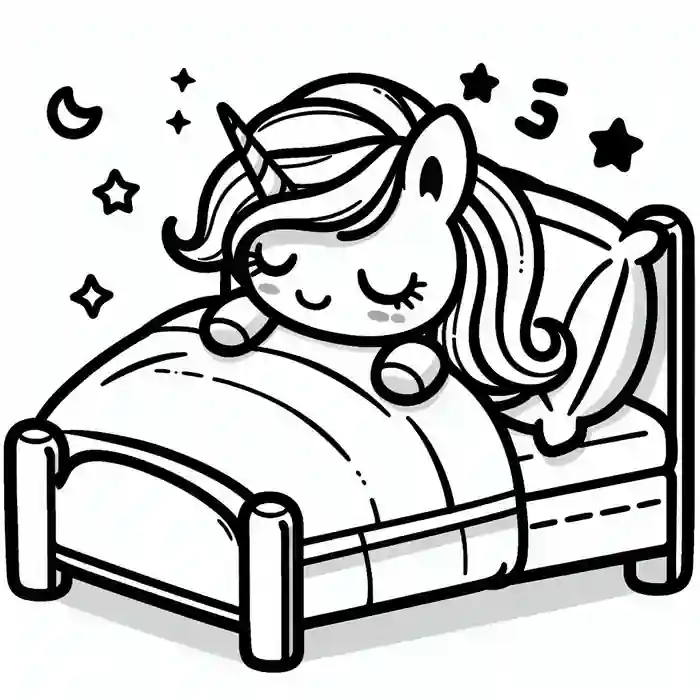 Imagen de unicornio en la cama para pintar