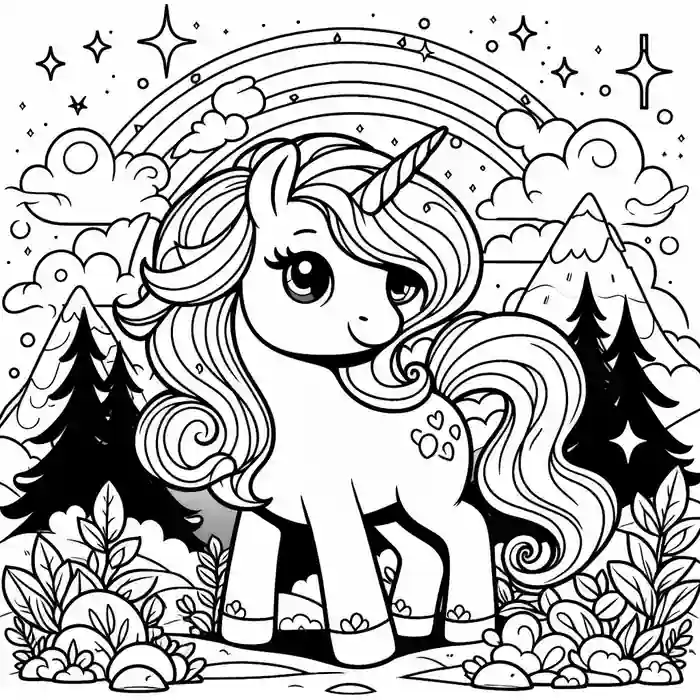 unicornio-en-el-bosque-con-arco-ris