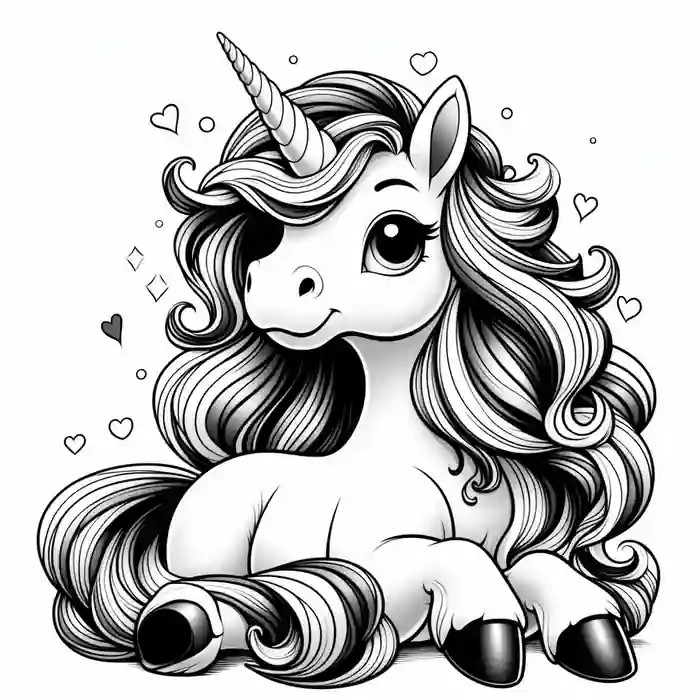 Dibujo de Unicornio estilo realista para colorear