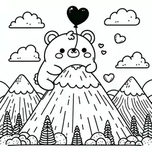 Dibujo de oso en montaña para colorear