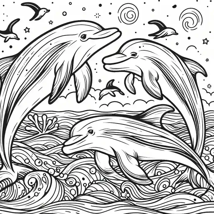 Dibujo de delfines felices para colorear