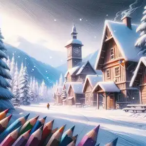 Paisajes Invernales para colorear 