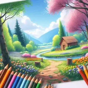 Paisajes primaveral para colorear 