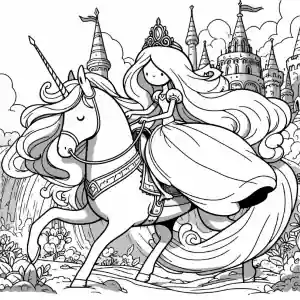 Imagen de princesa a caballo para pintar