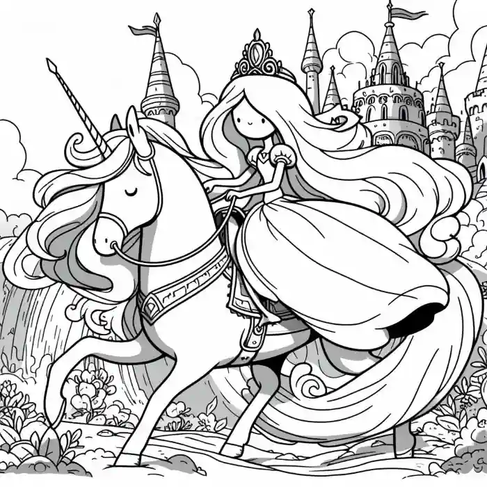 Dibujo de princesa a caballo para colorear