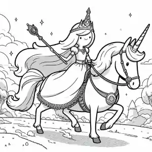 Dibujo Imagen de princesa montada en unicornio para pintar