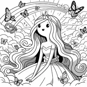 Dibujo de Princesa con mariposas para colorear