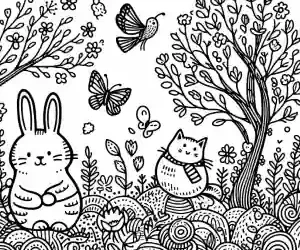 Dibujo animalitos en primavera para colorear