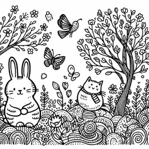 Dibujo animalitos en primavera para colorear