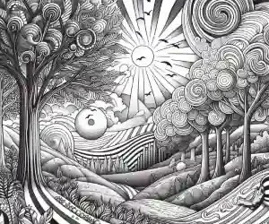 Imagen Paisaje primavera Opt Art para pintar