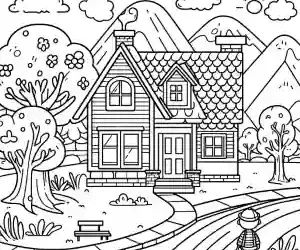 Imagen calle con casa para pintar