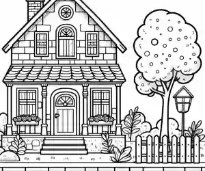 Dibujo chalet para colorear