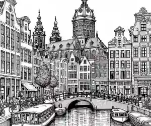 Dibujo Ámsterdam para colorear