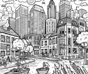 Imagen ciudad con canal para pintar