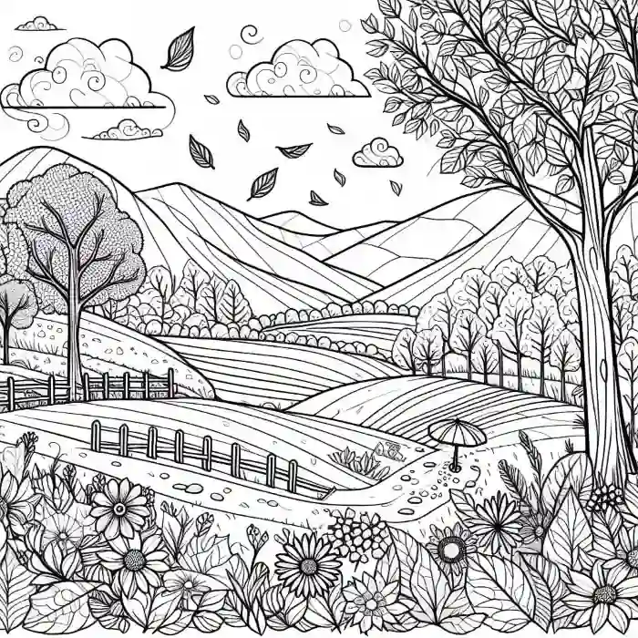 Imagen cultivos en otoño para pintar