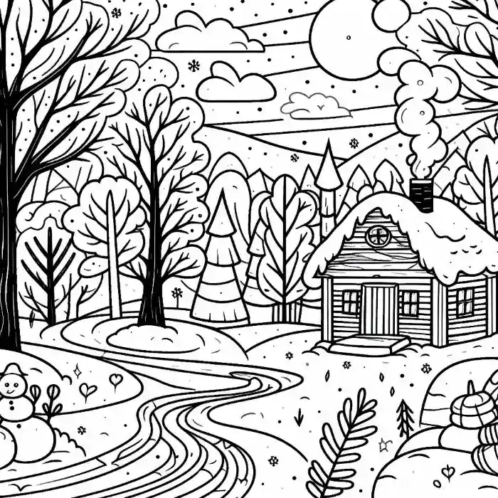 Paisaje de Bosque nevado para Pintar