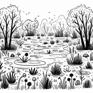 Imagen árboles en pantano para pintar