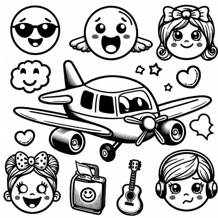 Dibujo sticker para colorear de aviones