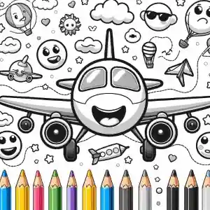 Dibujo de iconos aviones para colorear