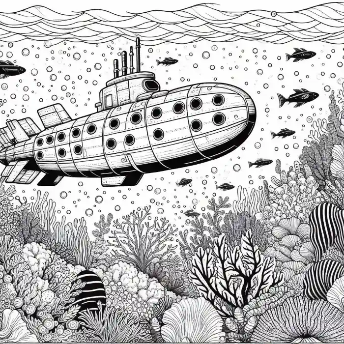 Dibujo de submarino para colorear