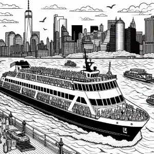 Imagen de Ferry en puerto para pintar