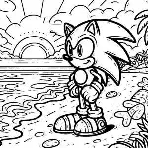 Dibujo de Sonic viendo puesta de sol para colorear