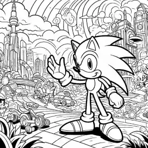 Imagen de Sonic saludando para pintar