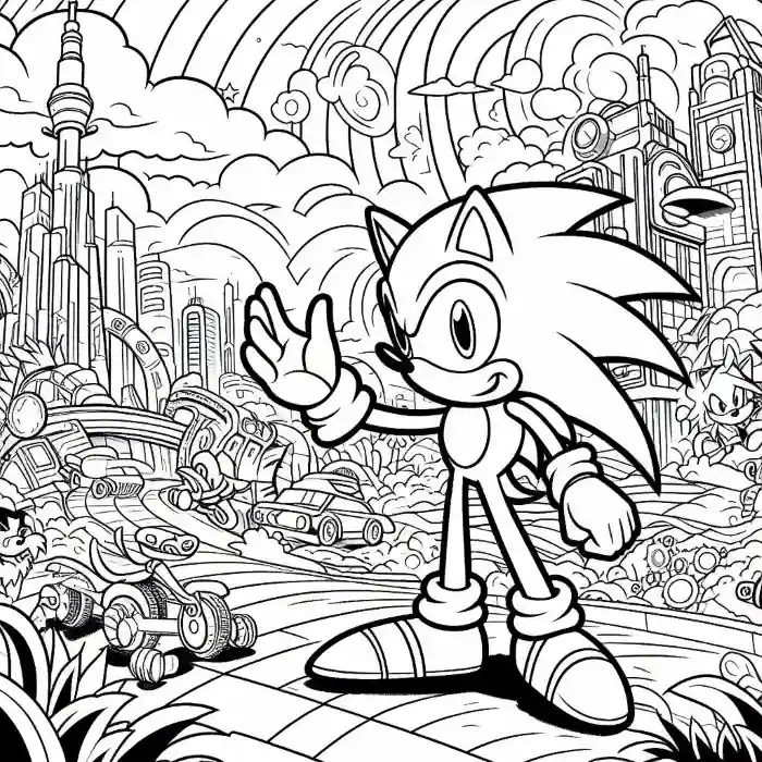 Dibujo de Sonic saludando para colorear