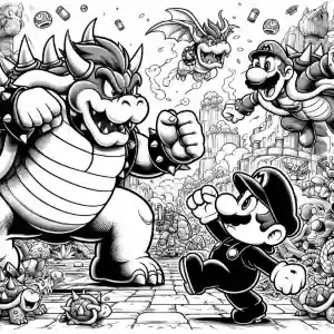 Imagen de Mario Bross vs Bowser para pintar