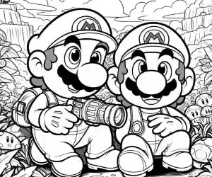 Dibujo de Mario y Luigi juntos para colorear