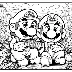 Dibujo de Mario y Luigi juntos para colorear