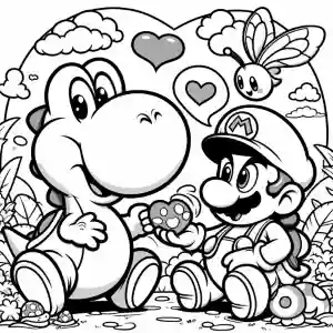 Imagen Amistad entre Mario Bross y Yoshi para pintar