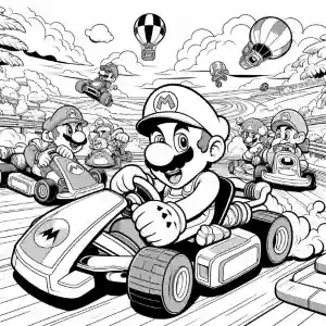 Carrera del juego Mario kart para colorear