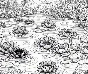 Dibujos flores estanque para colorear